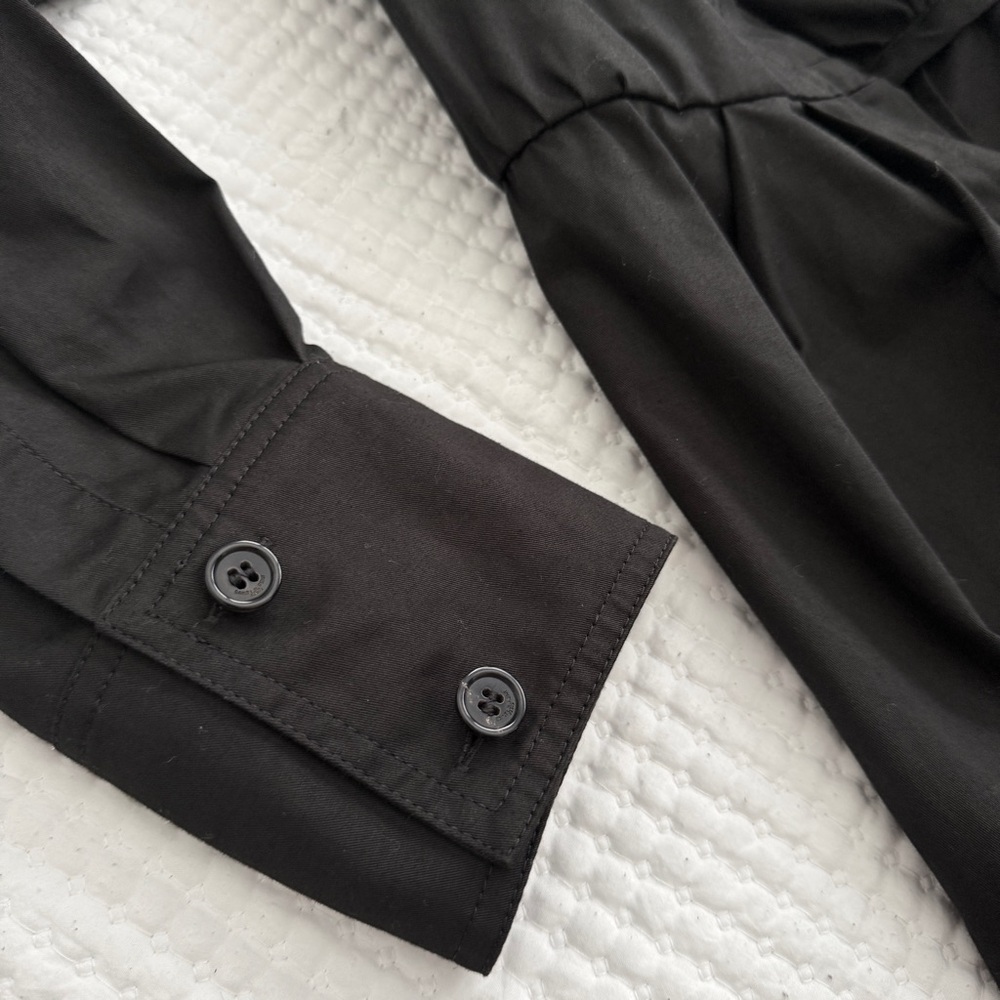 Saint Laurent Wrap Effect Mini Dress Black Cotton Twill Long Sleeve US 6 NWT - Picture 14 of 16